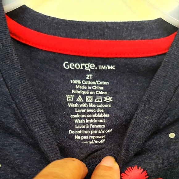 George Christmas Longsleeves Shirt for Little Girls 2T - Picture 3 of 3